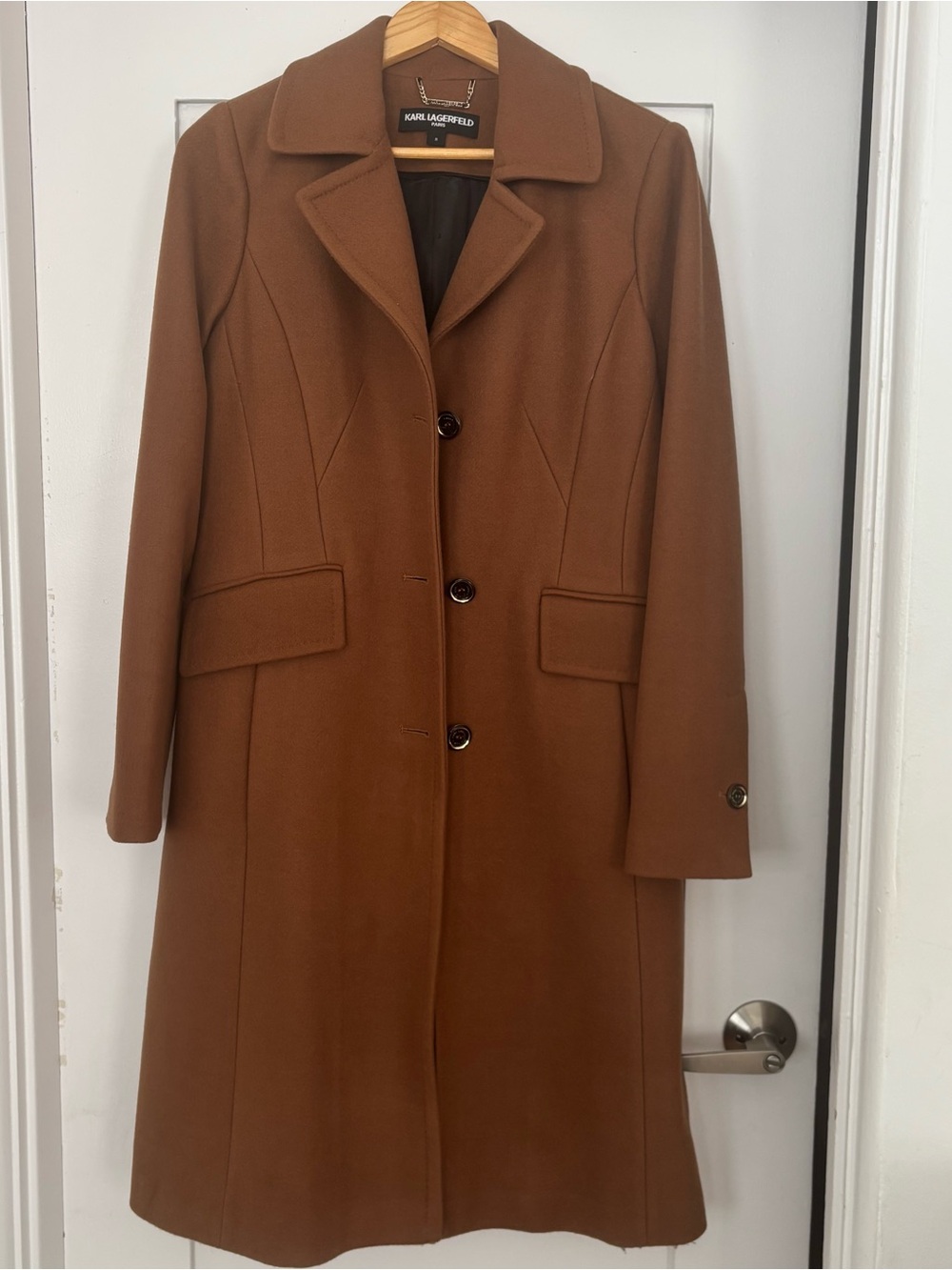 Karl Lagerfeld Women's Brown Wool Blend Coat